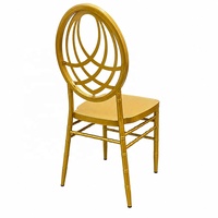 Chaise de banquet empilable en métal doré OEM ODM, chaise Chiavari durable à dossier croisé en fer pour événements de mariage, hôtels et extérieur