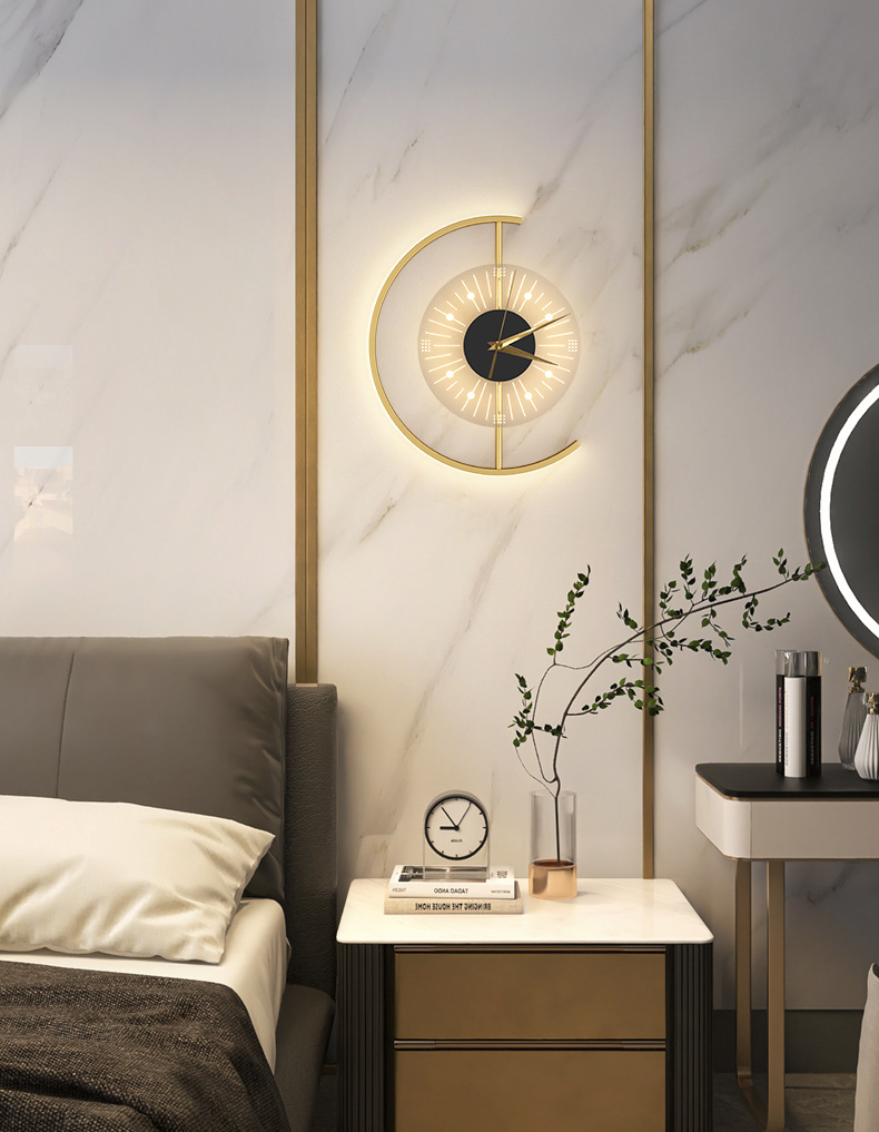 Creative ClockNordic Bedside Clock Wall Decorative Charging Modern Wall Light for Bedroom Bedside Lights - Image 5