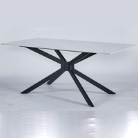 Table de bureau sur pied en ardoise blanche brillante de montagne de neige 8 places en marbre