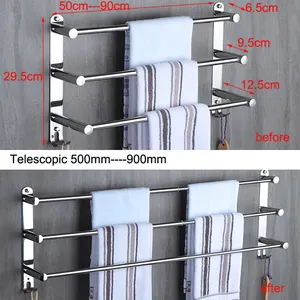 ホテル用格納式50-90cmステンレス鋼304バスルームラダータオルラック
