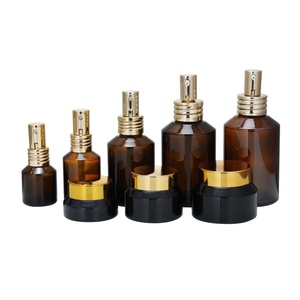 Muestras gratis de lujo 15ml 30ml 60ml 100mL 120ml ámbar transparente hombro inclinado vidrio niebla Spray botella de <span class=keywords><strong>Perfume</strong></span> con tapa de aluminio dorado - Product Image 1