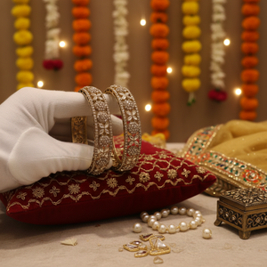 Ensemble de bracelets de luxe plaqués or de haute qualité avec cœur en tungstène multicolore, idéal pour les mariages indiens, les cadeaux d'anniversaire et les tenues de soirée - Product Image 3