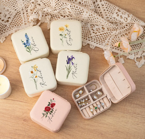 Caja de Joyería de Cuero de Alta Calidad para Anillos y Collares, con Logotipo Personalizado, Caja de Almacenamiento de Lujo para Anillos y Aretes - Product Image 1