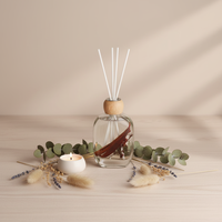Ensembles de diffuseurs de roseaux 120ml parfum d'aromathérapie aux huiles essentielles avec couvercle en bois de fleurs séchées cadeau de désodorisant parfumé avec couvercle en bois