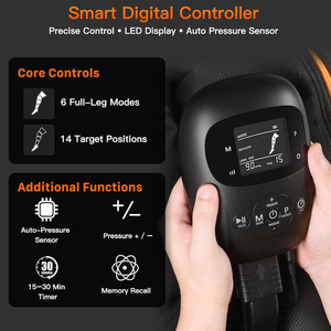 Logo Kustom 5 Chambers Electric Sports Recovery Massage Air Compression Boots <span class=keywords><strong>Therapy</strong></span> Leg Massager 40-220mmHg Pressure Dual - Product Image 2