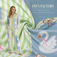 Tissu imprimé à rayures Swan, 95% polyester, 5% élasthanne, tissu jacquard tricoté, textile d'usine d'origine pour pyjama, robe femme, vêtement