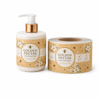 Autocollants personnalisés avec logo, étiquettes en vinyle découpées à la forme, rouleau d'étiquettes pour soins capillaires, autocollants imperméables auto-adhésifs couleur or miel pour bouteilles de shampoing