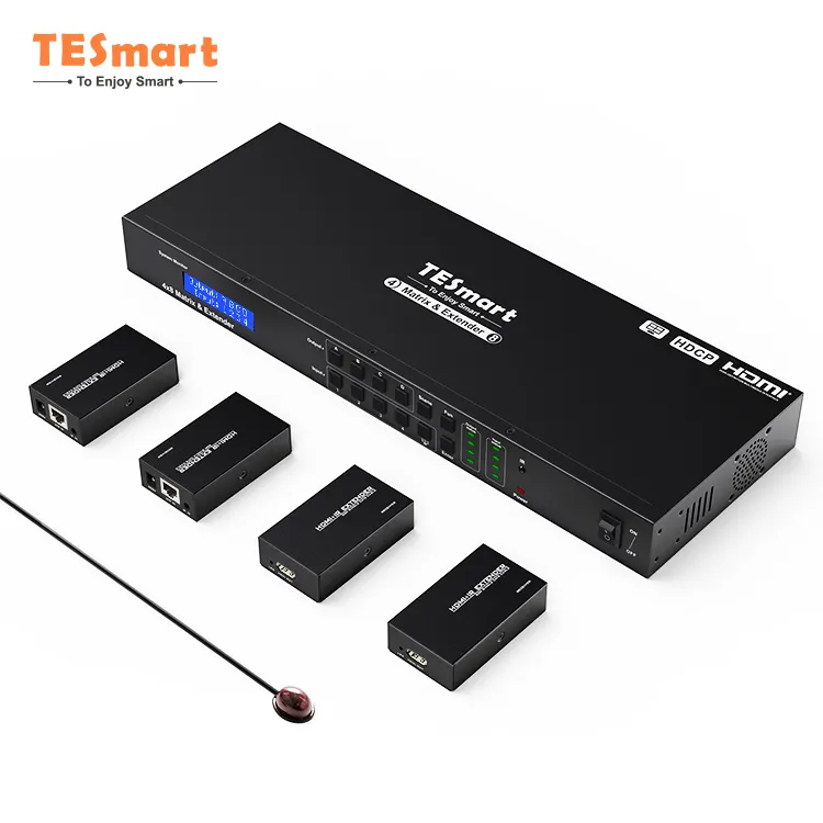 TESmart 4X8 Extender Matrix With Quad View Mode For Engineering Security Media 4 In 8 Out HDMI Splitter Matrix Video Switcher