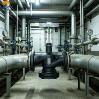 Katup Kontrol Listrik Besi Cor HVAC OEM Schneider DN65-DN150 Tegangan AC24V Floating untuk Air
