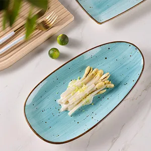 Juego de Vajilla Nórdica de Cerámica JQY, Platos y Tazones, Vajilla Pintada a Mano con Patrón de Remolino y Motas, Juego de Platos de Porcelana - Product Image 4