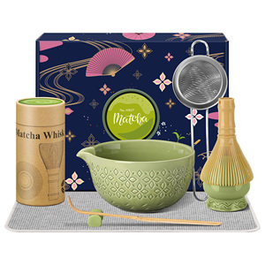 7-Piece Traditional Japanese-Style Ceramic Matcha <b>Tea</b> <b>Set</b> Engraved Bowl <b>Tea</b> Brush Polypropylene Whisk for <b>Tea</b> - Product Image 1