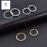 Superstar G23 Titanium segmen berengsel ukiran halus cincin hidung Septum samping tatahan 15 putih Zircon PVD perhiasan tindik badan