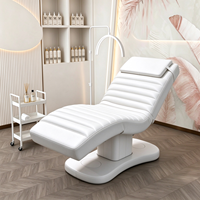 Table de soin électrique ergonomique incurvée en cuir PU à 3 moteurs réglables pour extensions de cils, salon de beauté, spa, massage, esthétique