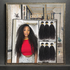 Extensions de cheveux humains vierges indiens bruts bouclés, non traités, en mèches, pour tissage, à double trame micro-attachée à la machine - Product Image 2