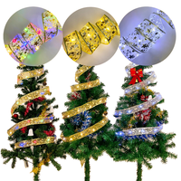 Weihnachtsbaum-Dekorationen: LED-Lichterkette mit Band, IP44, wiederaufladbar, ferngesteuert, batteriebetrieben, Kupferdraht, für Innenräume, Feiertage