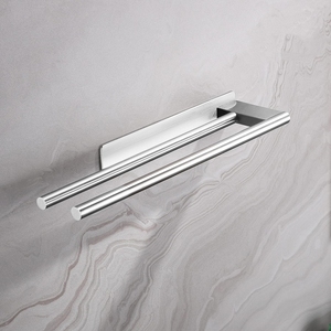 Portasciugamani autoadesivo <span class=keywords><strong>per</strong></span> bagno 304 acciaio inossidabile porta asciugamani doppio appendiabiti <span class=keywords><strong>per</strong></span> cucina - Product Image 4