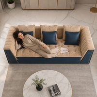 Canapé d'angle moderne de luxe italien YUANCHANG en velours capitonné et cuir, avec structure en acier inoxydable, convertible en lit, garantie 3 ans pour salon