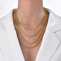 Collier en acier inoxydable or, mode Europe et amérique, chaîne en corde torsadée Hip Hop hommes et femmes Couple collier bijoux