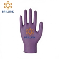 Gants en nitrile jetables Brillink Purple, sans poudre, sans latex, imperméables, compatibles écrans tactiles, taille moyenne, résistants, qualité alimentaire