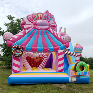 Casa de gorila inflable de caramelo para niños Gonfiabili Jumping Castles Slide Combo Sale Bouncer Castle y dos toboganes - Product Image 5