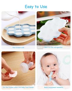 Molde de silicona al por mayor para preparar alimentos para bebés con tapa selladora, bandeja para congelar leche materna, alivio para encías sensibles, molde mordedor de silicona de grado alimenticio - Product Image 2