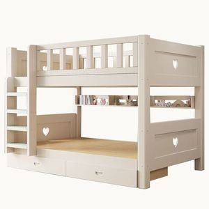 Letto a Castello Matrimoniale Moderno in Legno Massello di Pino con Vano Contenitore per Bambini e Adulti per Arredamento Casa o Hotel - Product Image 1