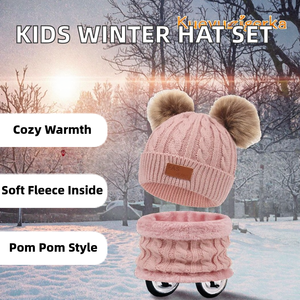 <span class=keywords><strong>Ensemble</strong></span> <span class=keywords><strong>bonnet</strong></span>, écharpe et gants en tricot d'hiver 4 pièces pour bébé garçon fille tout-petit, <span class=keywords><strong>bonnet</strong></span> chaud à pompon - Product Image 2