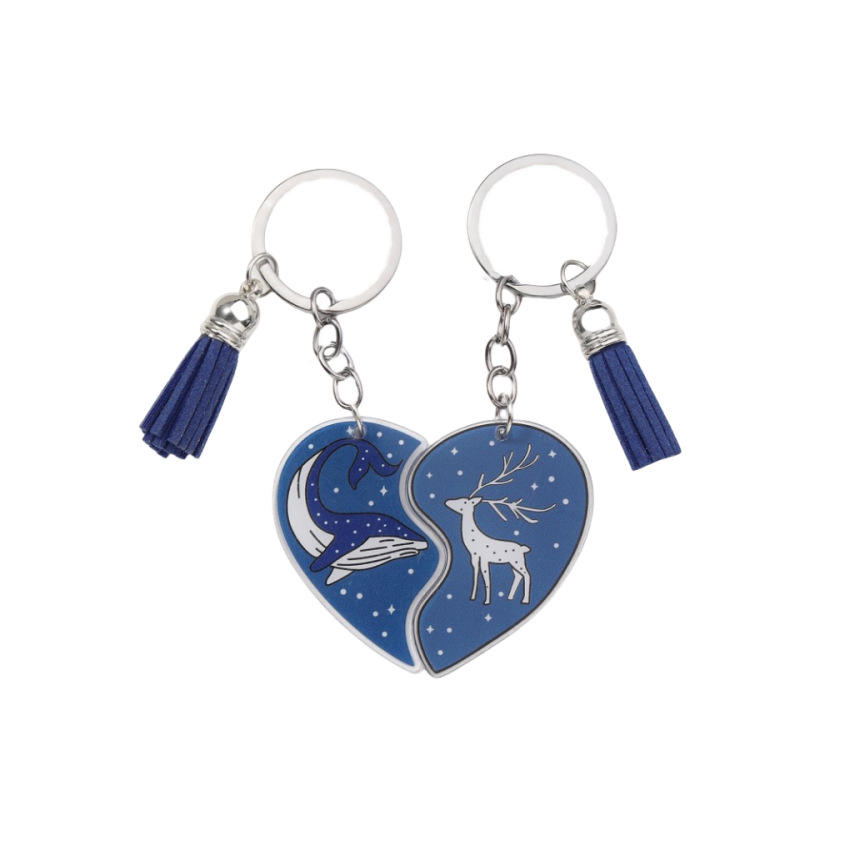 Couple Keychains Custom Engraved Keychain Magnetic Matching Heart