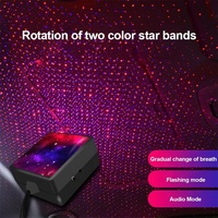 Rotación Automática de Doble Color 360 °   Luz LED Estelar para Interior de Coche USB, Accesorio Universal con Control por Voz y Efecto de Respiración Estroboscópica