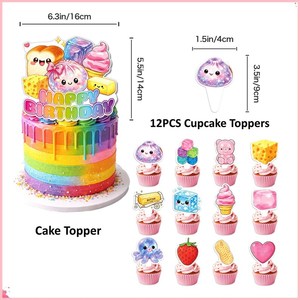 Kit de Decoración de <span class=keywords><strong>Cumpleaños</strong></span> con Temática de Comida, Telón de Fondo, Globos, Pancartas y Adornos para Pastel para una Fiesta Infantil Colorida - Product Image 6
