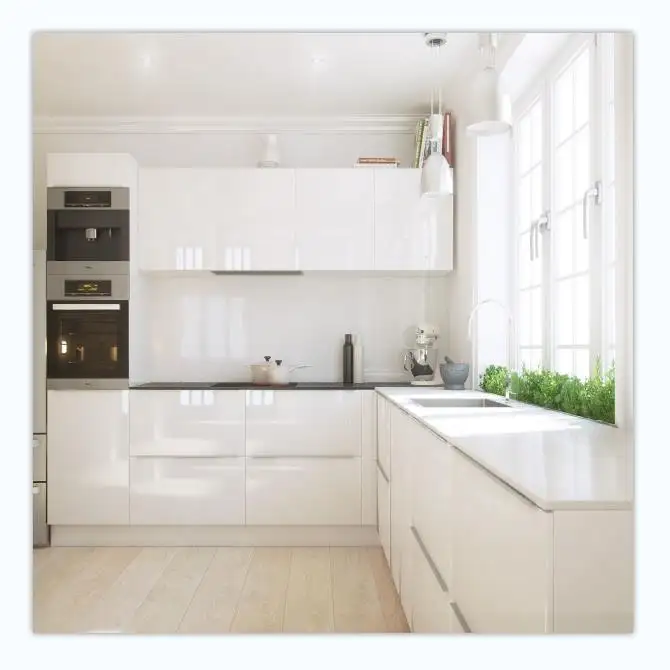 YAMAN Modern Gloss Finish Professional Chipboard Pearl White Turkey Service Custom Kitchen Cabinet Manufacturer Maker