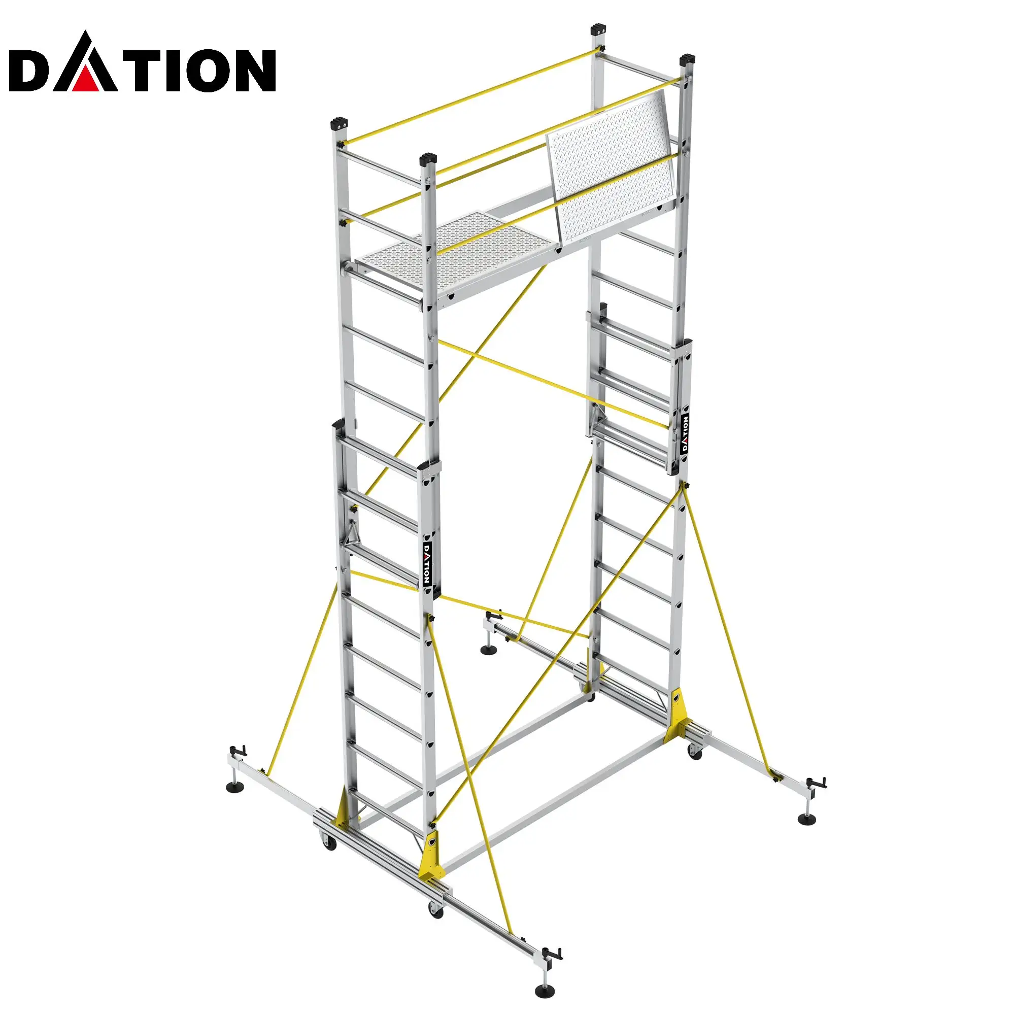 Dation Aluminum Alloy Rolling Platform Step Movable Warehouse Ladders Heavy Duty Scaffold Ladder