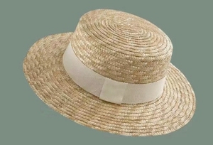 Sombreros De Paja Flat Round Top Sunshade Sun <b>Hats</b> Wide Brim Wheat Straw Boater Beach <b>Hat</b> for <b>Summer</b> Promotional Gifts - Product Image 2