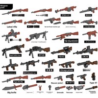 Blocs de construction militaires pour poupée SR25, accessoires pour fusil de précision et mitrailleuse, pack bicolore, briques de jouets en plastique