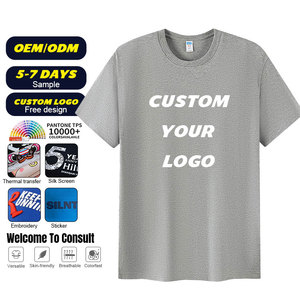 T-shirts personnalisés avec logo brodé pour employés, t-shirts de travail sportifs amples, grande taille, couleur unie, homme, 100% coton - Product Image 2