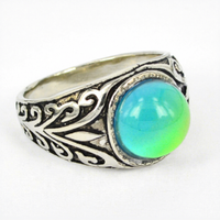 Bague d'humeur unisexe Philcha A1228 en alliage de zinc avec sertissage clos, pierre d'humeur 12x12mm à couleurs changeantes, idéale pour les fêtes