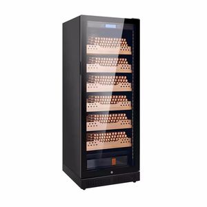 Humidor eléctrico de madera de caoba con diseño de almacenamiento, estantes de cedro, iluminación LED, cerradura y exhibidor para puros. - Product Image 1