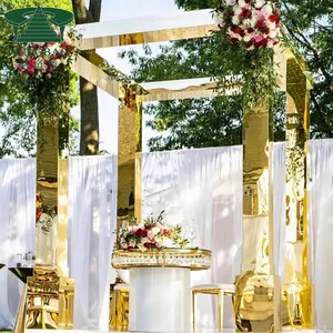 活动装饰豪华金色不锈钢花花式婚礼背景