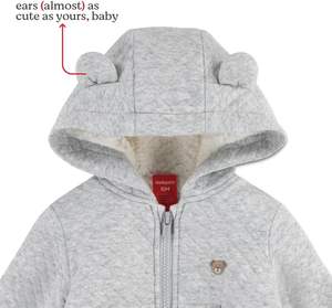 Veste à capuche zippée unisexe pour bébé, doublée en polaire, brodée, avec motif matelassé en losanges - Product Image 4