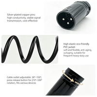 Câble audio mini XLR mâle-femelle, connecteur 3/4 broches, prise microphone en alliage de zinc GTA-259R+260R-B-3P avec câble 0,3m 0,5m 1m 0011
