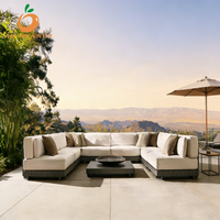 Ensemble de canapés d'extérieur modernes, ensemble de canapés de jardin imperméables, ensemble de meubles de patio en aluminium de luxe, ensemble de meubles de jardin en alliage d'aluminium