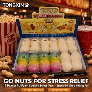 <span class=keywords><strong>Mochi</strong></span> Style 12 piezas de espuma PU de cacahuete, blandos, de subida lenta, divertidos, para apretar, novedosos, coleccionables de escritorio, regalo antiestrés, venta al por mayor OEM TONGXIN - Product Image 2