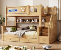 Massives Etagen bett aus Holz mit integriertem Bett Aufbewahrung Massivholz Natur Eiche Holz Farbe auf und ab Etagen bett