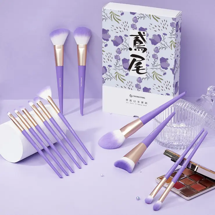 Top Selling 12Pcs Makeup Brush Set Kit Wholesale Cosmetic Makeup Tools Private Label Foundation Make Up Brushes