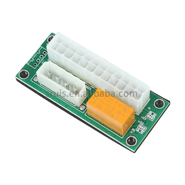 Dual PSU Power Adapter ATX 24Pin to 4Pin 15pin  Sync Starter Extender Cable Card Add2psu for Graphics Card