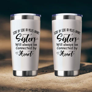 Miles <span class=keywords><strong>Apart</strong></span> Sisters Will Always Be Connected Heart Gobelet en acier inoxydable de 20oz Tasse à café de voyage isolée sous vide à double paroi - Product Image 6