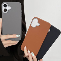 Funda Protectora para Teléfono Móvil de TPU con Textura de Cuero Simple, Color Sólido, Antigolpes, con Protección Metálica para la Cámara, para iPhone 16 15 Pro Max 14 Plus 13