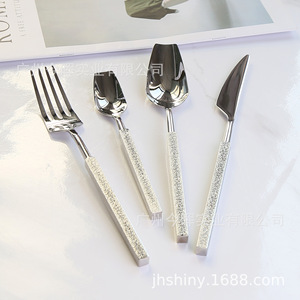 Juego de Cubiertos de Acero Inoxidable Shiny Jh 304, Cuchillo, Tenedor y Cuchara, Estilo Occidental, Uso Doméstico, Acabado Pulido Espejo de Lujo - Product Image 5