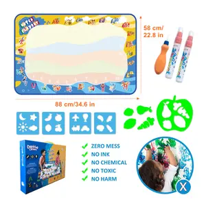 Tikar Menulis Air Coretan Lukisan Air Papan Gambar Ajaib Mainan DIY untuk Anak-anak 88*58 Cm