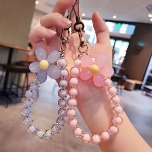 Phone Anti-lost <b>Lanyard</b> <b>Key</b> Short Wrist Pendant Colorful Macaron Round Bead Pendant Women's Hand-held Chain Mobile Phone <b>Lanyard</b> - Product Image 2